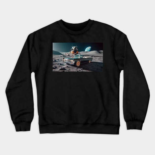 1963 Lincoln Continental Convertible on the Moon Crewneck Sweatshirt by NebulaWave